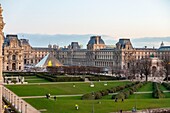 France, Paris, the Louvre Museum and the Pyramid of Pei