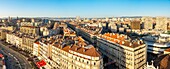 France, Bouches du Rhone, Marseille, the city center and the rue de la Republique (aerial view)