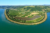 France, Ardeche, Ozon, L'Auve, The Rhone downstream from Saint Vallier, photovoltaic park (aerial view)