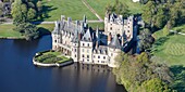 France, Loire Atlantique, Missillac, La Bretesche castle (aerial view)