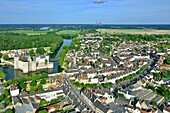 France, Loiret, Loire Valley listed as World Heritage by UNESCO, Sully sur Loire, the property of the department of Loiret (aerial view)