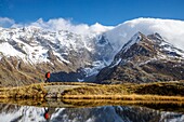 Frankreich, Hautes Alpes, Nationalpark Ecrins, Tal von Valgaudemar, La Chapelle en Valgaudémar, Wanderung am See Lauzon (2008m)