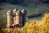 Frankreich, Cantal, regionaler Naturpark der Vulkane der Auvergne, Land von Salers, Tournemire, ausgezeichnet als die schönsten Dörfer Frankreichs, das Schloss von Anjony des XVe Jahrhunderts