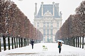 France, Paris, the Tuileries Garden under the snow