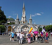 France, Hautes-Pyrenees, Lourdes, the Esplanade of the Basilica of Our Lady of the Rosary