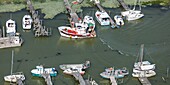 France, Vendee, Beauvoir sur Mer, port du Bec or Chinese port is an oyster farming port (aerial view)