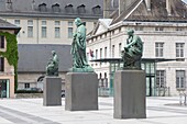 France, Savoie, Chambery, the statues made by Charles Alphonse Gumery on the place of the courthouse, in the middle of that of Antoine Favre surrounded by the statues of science and jurisprudence