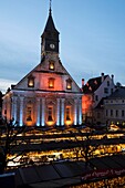 Frankreich, Doubs, Montbeliard, Place Saint Martin, Tempel, Weihnachtsmarkt