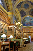 France, Paris, area listed as World Heritage by UNESCO, Bourbon palace, seat of the french National Assembly, the library