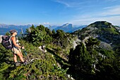 Frankreich, Haute Savoie, Le La Balme de Thuy, Blick auf Tête Ronde und Tournette von Tête Noire