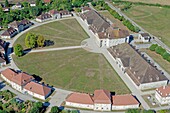 France, Doubs, Arc et Senans, royal saltworks of Arc et Senans, listed as World Heritage by UNESCO (aerial view)