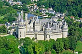 France, Oise, Pierrefonds, castle of Pierrefonds, renovated by Viollet le Duc (aerial view)