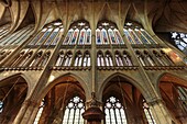 Frankreich, Moselle, Metz,Gotische Kathedrale Saint-Etienne von Metz, Kirchenschiff und Glasmalereifenster