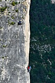 France, Lozere, Gorges de la Jonte, climbing