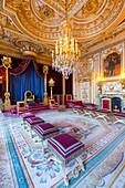 France, Seine et Marne, Fontainebleau, Fontainebleau royal castle listed as UNESCO World Heritage, the Salle du Trone (the throne room)