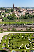France, Tarn, Albi, listed as World Heritage by UNESCO, the La Berbie gardens and La Madeleine church