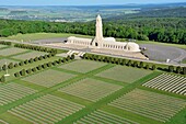 France, Meuse, Douaumont, Ossuary of Douaumont the military cemetery of the deaths of the war 14 18 (aerial view)