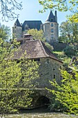 France, Dordogne, old foundry of Savignac Ledrier and chateau de la Forge, ecomuseum of Auvezere, industrial heritage, Auvezere valley