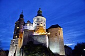 France, Doubs, Montbeliard, Castle of the Dukes of Württemberg, Christmas lights