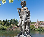 France, Tarn, Albi, listed as World Heritage by UNESCO, statue in the La Berbie garden
