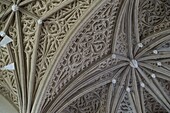 France, Savoie, Chambery, the trompe l'oeil painted ceiling of the Holy Chapel in the castle