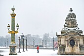 France, Paris, the Place de la Concorde under the snow