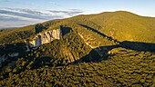 France, Vaucluse, Luberon Regional Nature Park, Lourmarin (aerial view)