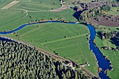 France, Doubs, Morteau, valley, the Doubs (aerial view)