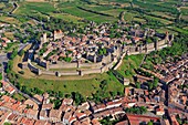 France, Aude, Carcassonne, the City (aerial view)