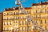 France, Bouches du Rhone, Marseille, the buildings of the Old Port and the Grande Roue