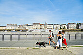 France, Loire-Atlantique, Nantes, quai de la Fosse, Loire River quays and the cupola of Notre Dame du Bon Port