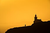 France, Finistere, Regional Natural Armoric Park, Camaret sur Mer, Toulinguet point, Sunset over the lighthouse's lovers