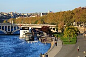 Frankreich, Rhône, Lyon, 3. Bezirk, La Guillotière, Victor Augagneur Kai, UNESCO Weltkulturerbe, Wilson Brücke im Hintergrund