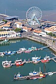 France, Charente Maritime, Royan, the harbour and the Ferris wheel (aerial view)