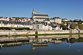 Frankreich, Loir et Cher, Tal der Loire, von der UNESCO zum Weltkulturerbe erklärt, Blois, die Loire und die Kathedrale Saint Louis