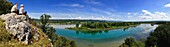 France, Bouches du Rhone, Saint Paul lez Durance, the confluence of the Verdon (blue waters) and the Durance (brown waters) at the Chateau de Cadarache