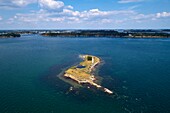 France, Morbihan, Baden, island of Petit Veïzit (aerial view)