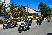 France, Var, Presqu'ile de Saint Tropez, Cogolin, Harley parade for Eurofestival, Europe's biggest Harley Davidson gathering