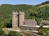 Frankreich, Cantal, Tournemire, das Schloss von Anjony, Festung des XVe Jahrhunderts (Luftaufnahme)