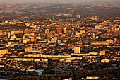 France, Haute-Garonne, Toulouse, listed at Great Tourist Sites in Midi-Pyrenees, aerial view of downtown Toulouse at sunset