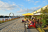 France, Loire Atlantique, Nantes, Ile de Nantes, quai des Antilles, the Hangar à Bananes (Bananas Warehouse) and Buren's rings on Loire River quays