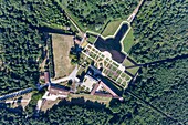 France, Charente Maritime, St Porchaire, la Roche Courbon castle (aerial view)