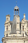 Frankreich, Loir et Cher, Tal der Loire, von der UNESCO zum Weltkulturerbe erklärt, Chambord, das Königsschloss, einige Touristen auf dem Balkon