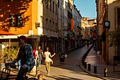 France, Pyrenees Orientales, Perpignan, city center, street scene in downtown