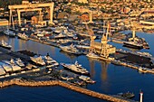 France, Bouches du Rhone, La Ciotat, shipyards (aerial view)