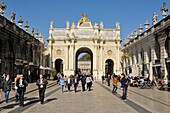 France, Meurthe et Moselle, Nancy, Place Stanislas or former Place Royale built by Stanislas Leszczynski, King of Poland and last Duke of Lorraine in the eighteenth century, listed as World Heritage by UNESCO, Arc Héré drawn by Emmanuel Héré