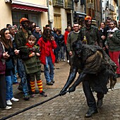 France, Pyrenees Orientales, Prats-de-Mollo, life scene during the bear celebrations at the carnival