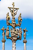 France, Finistere, Saint Thegonnec, step on the way to Santiago de Compostela, the Parish close of the 16th and 17th centuries, the calvary