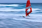 France, Bouches du Rhone, Blue Coast, Martigues, neighborhood of Carro, Pointe de Carro, windsurfer