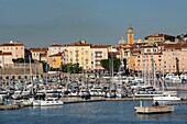 France, Corse du Sud, Ajaccio, the marina Tino Rossi and the old town